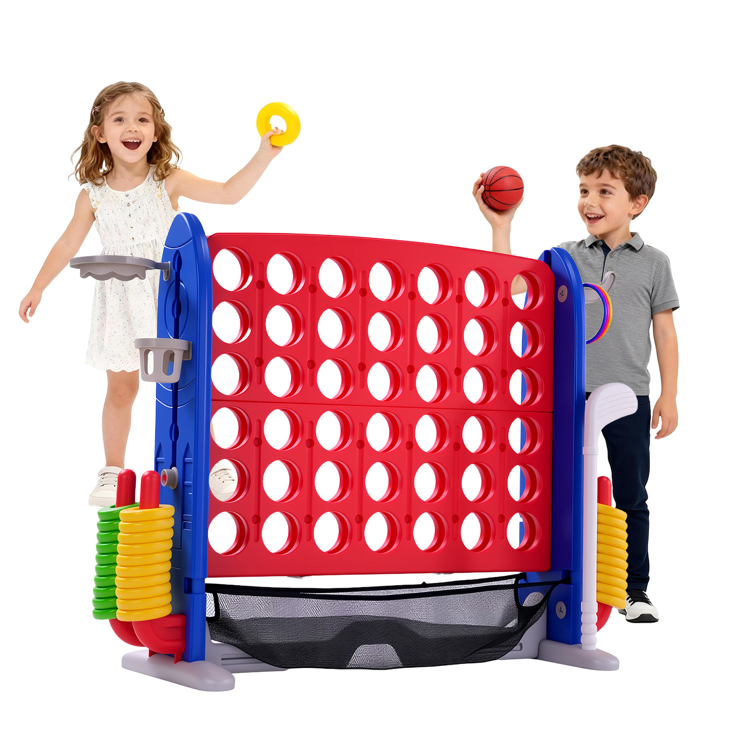 Giant Connect Four - 4-in-1 Giant Connect Spelset, verstelbare hoogte,