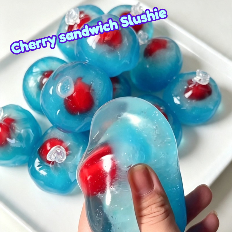 Party Games Spy - Vormbare kersen-sandwich-slushie stressbal, langzaam rijzend, niet-stuiterend