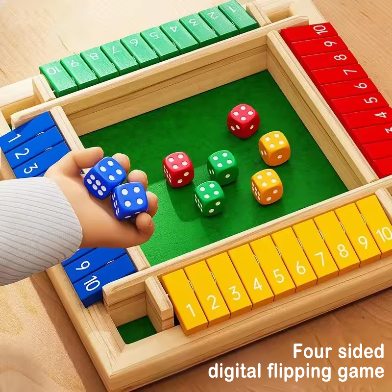 Party Games For 7 People - Box Game Houten dobbelstenen Vierzijdige flip-kaarten